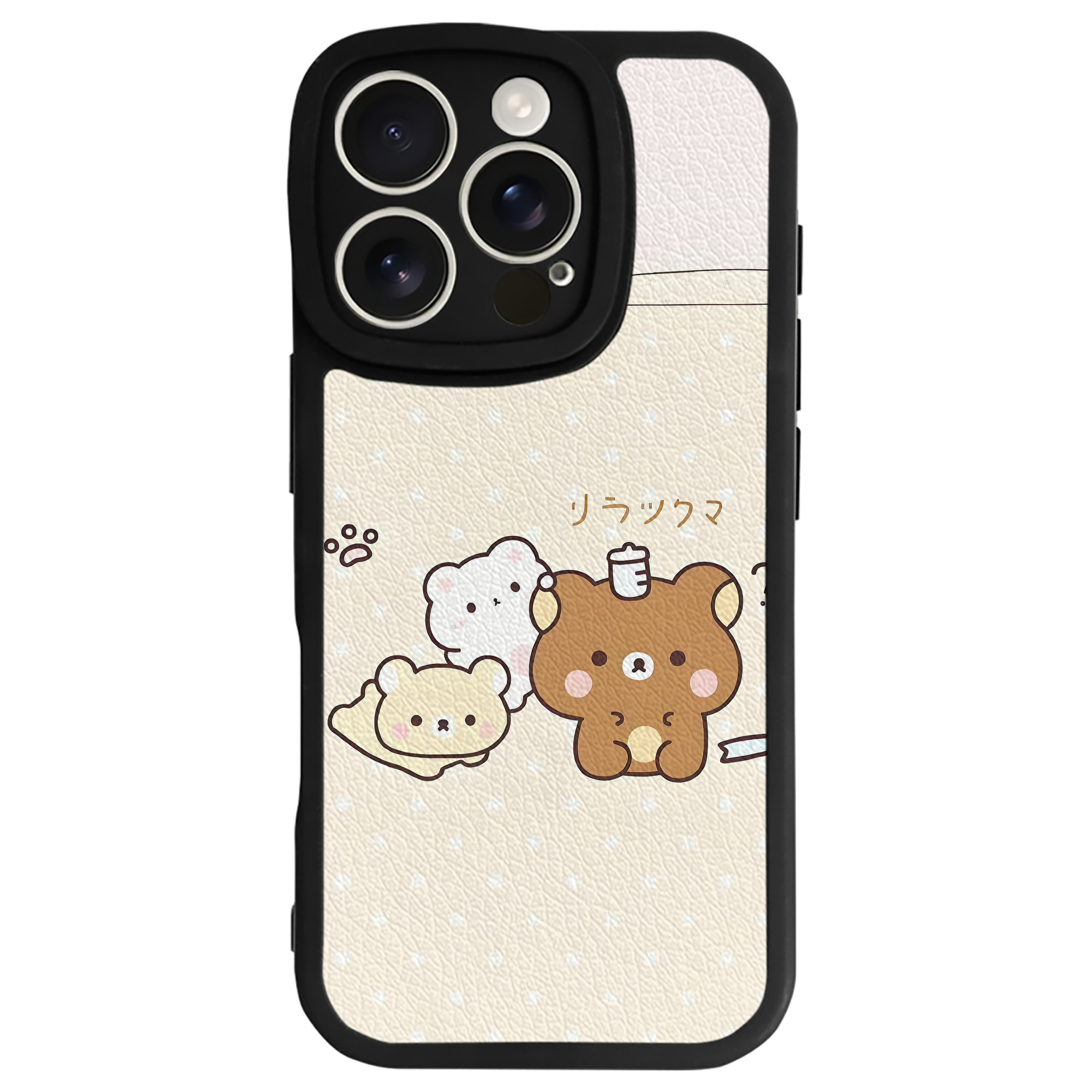 （画像用） リラックマ リラックマ キイロイトリ Rilakkuma Korilakkuma Kiiroitori 【iPhone 16シリーズ対応】シリコンスマホケース（レザー調） 材質：シリコン